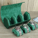 Best Green Leather 3 Watch Travel Roll Case-MOZSLY-2