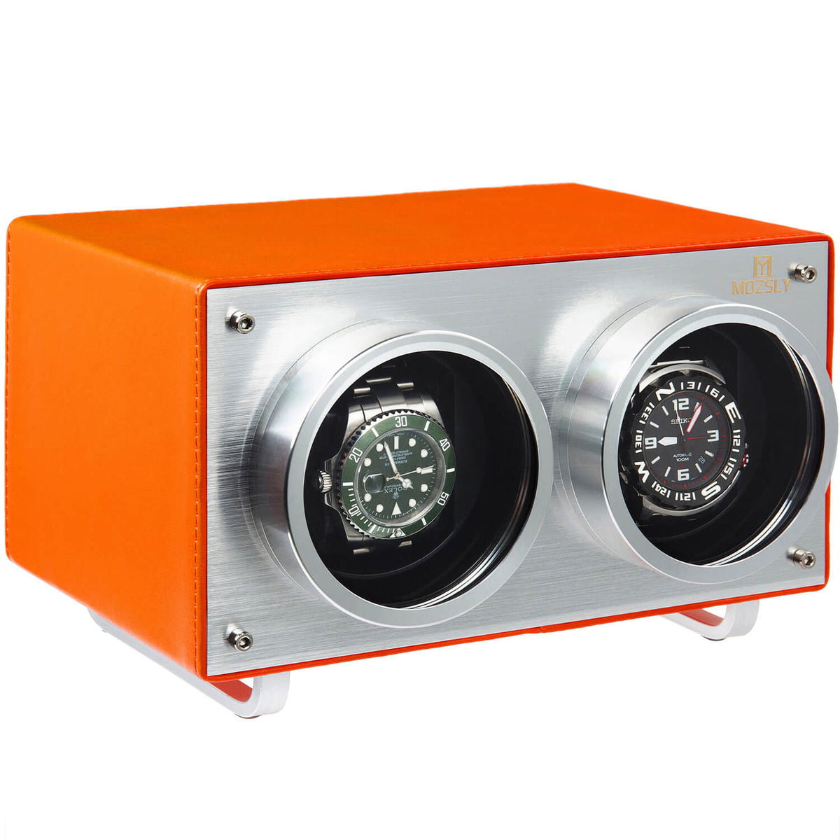 MOZSLY® Double Watch Winder -Orange Leather_01