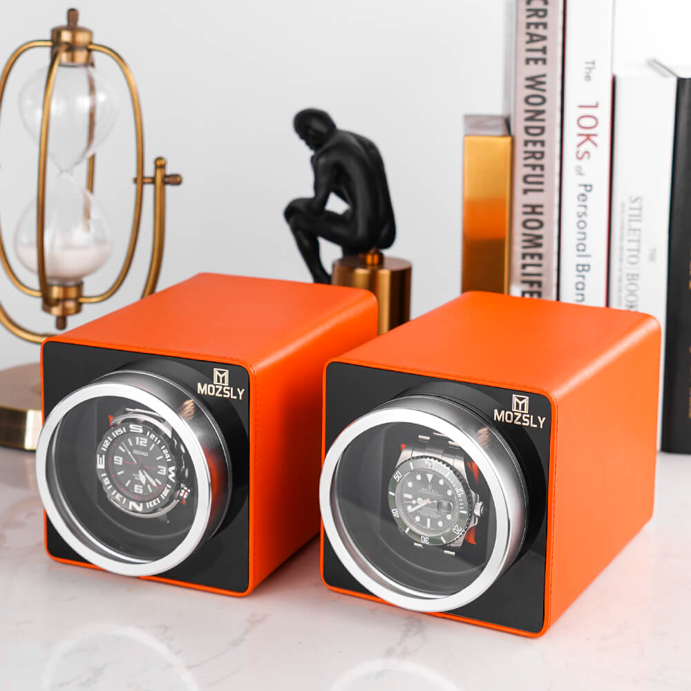 MOZSLY® Single Watch Winder - Orange Leather