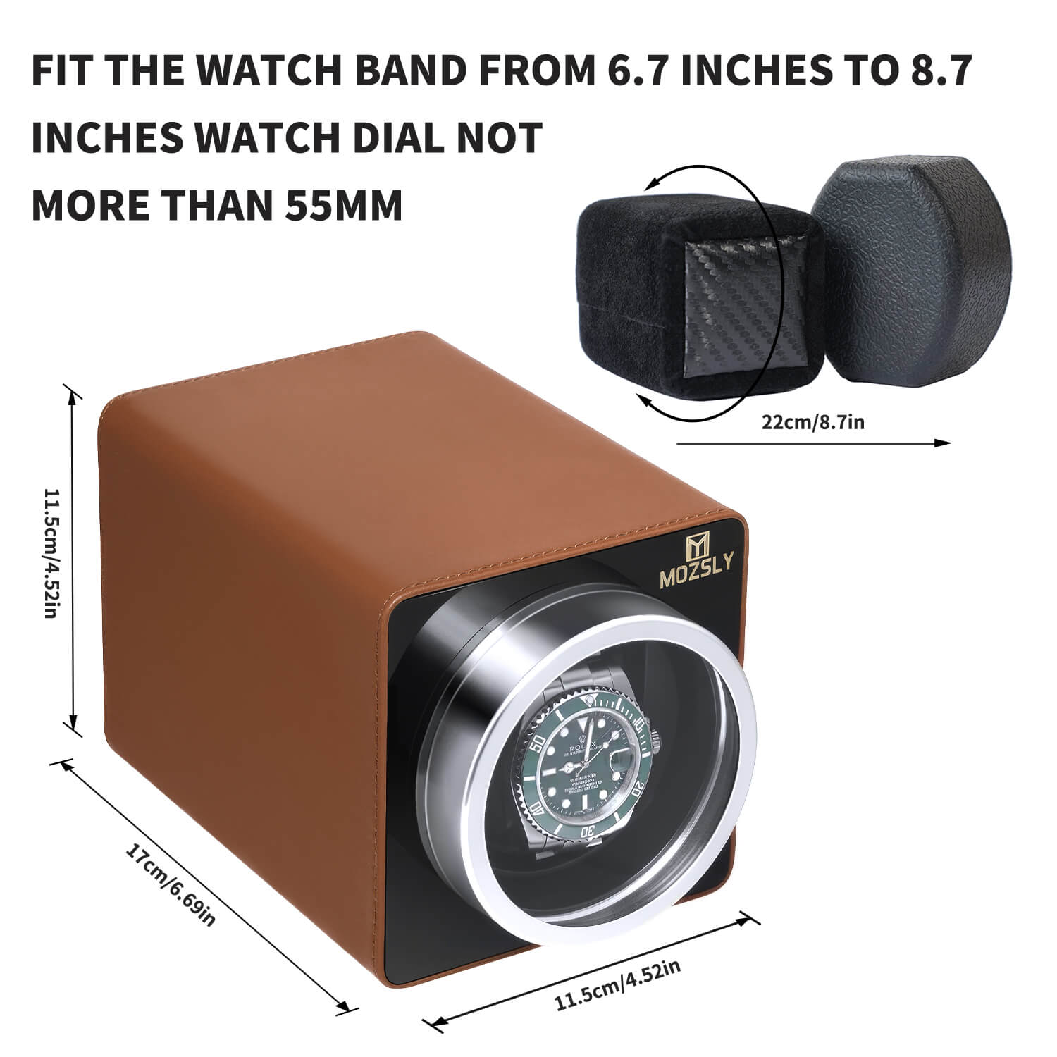 MOZSLY® Single Watch Winder - Brown Leather_03