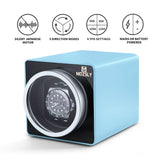 MOZSLY® Single Watch Winder - Light Blue Leather_02