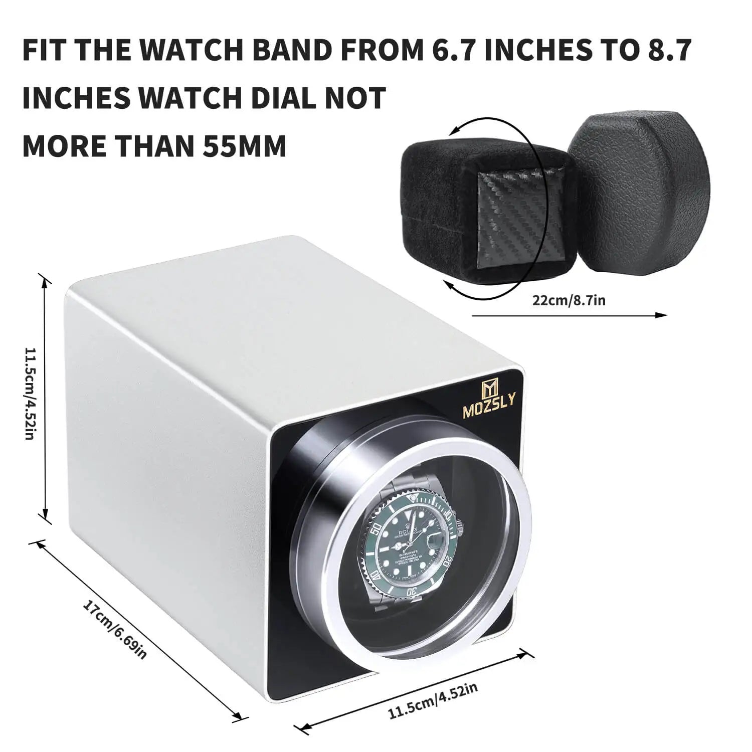 MOZSLY® Single Watch Winder - Space metal  Silver -- Mozsly