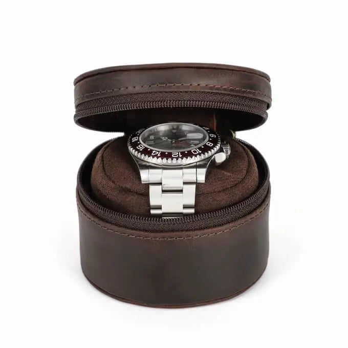 Single Genuine Leather Luxury Portable Watch Travel Roll-6