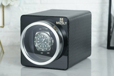 carbon fiber leather single watch winder for rolex